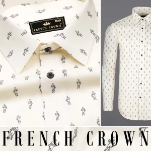 Antique Cream Printed Royal Oxford Shirt