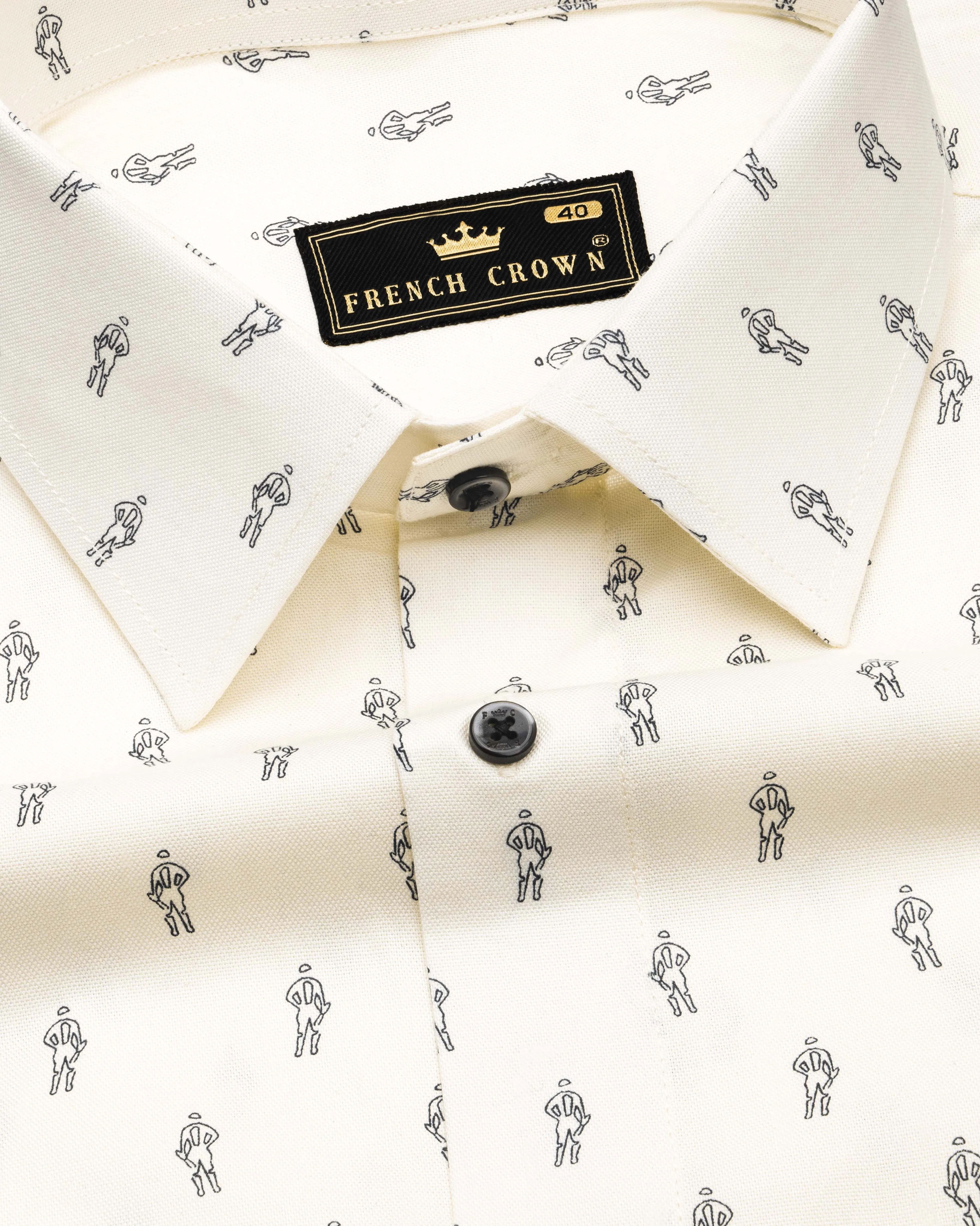 Antique Cream Printed Royal Oxford Shirt