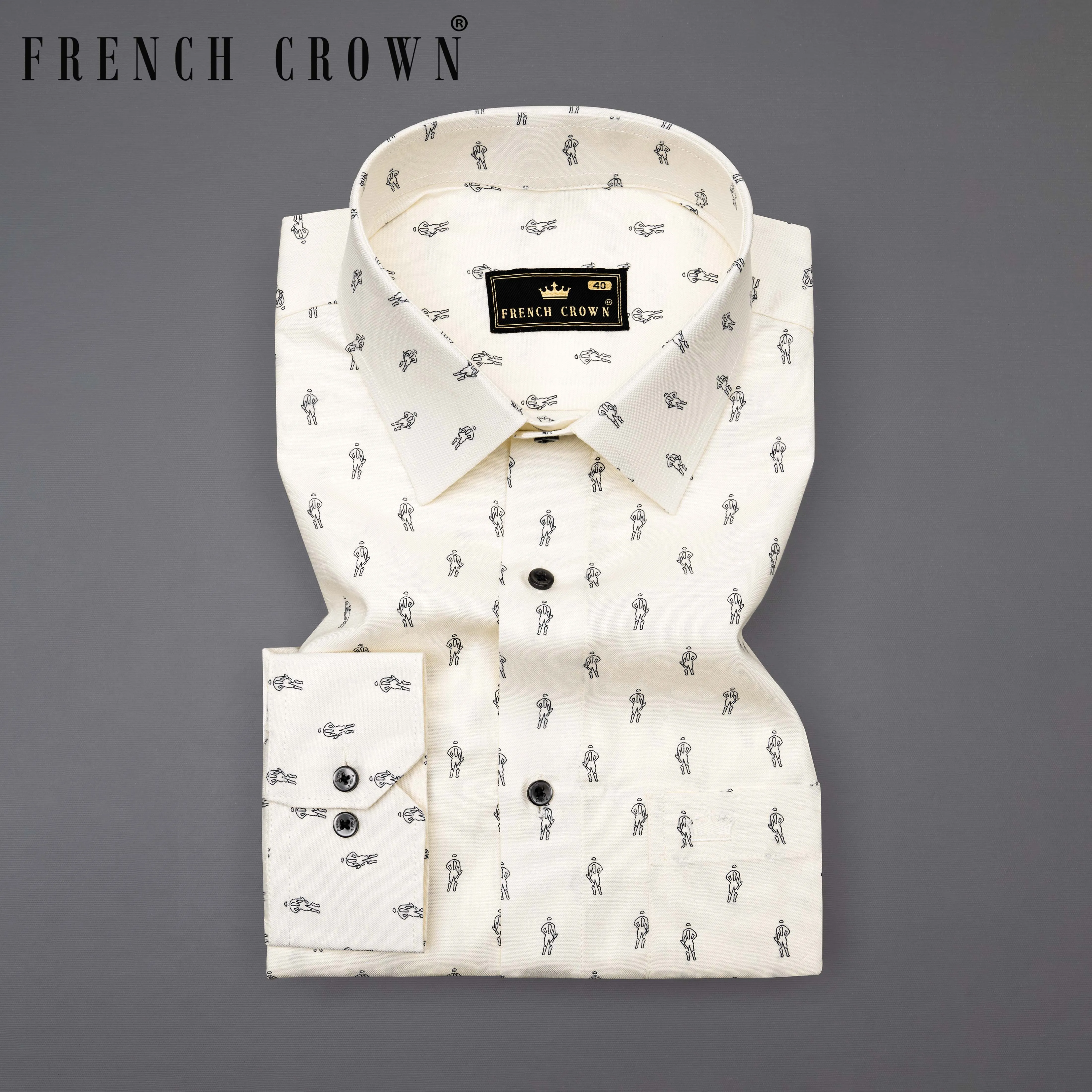 Antique Cream Printed Royal Oxford Shirt