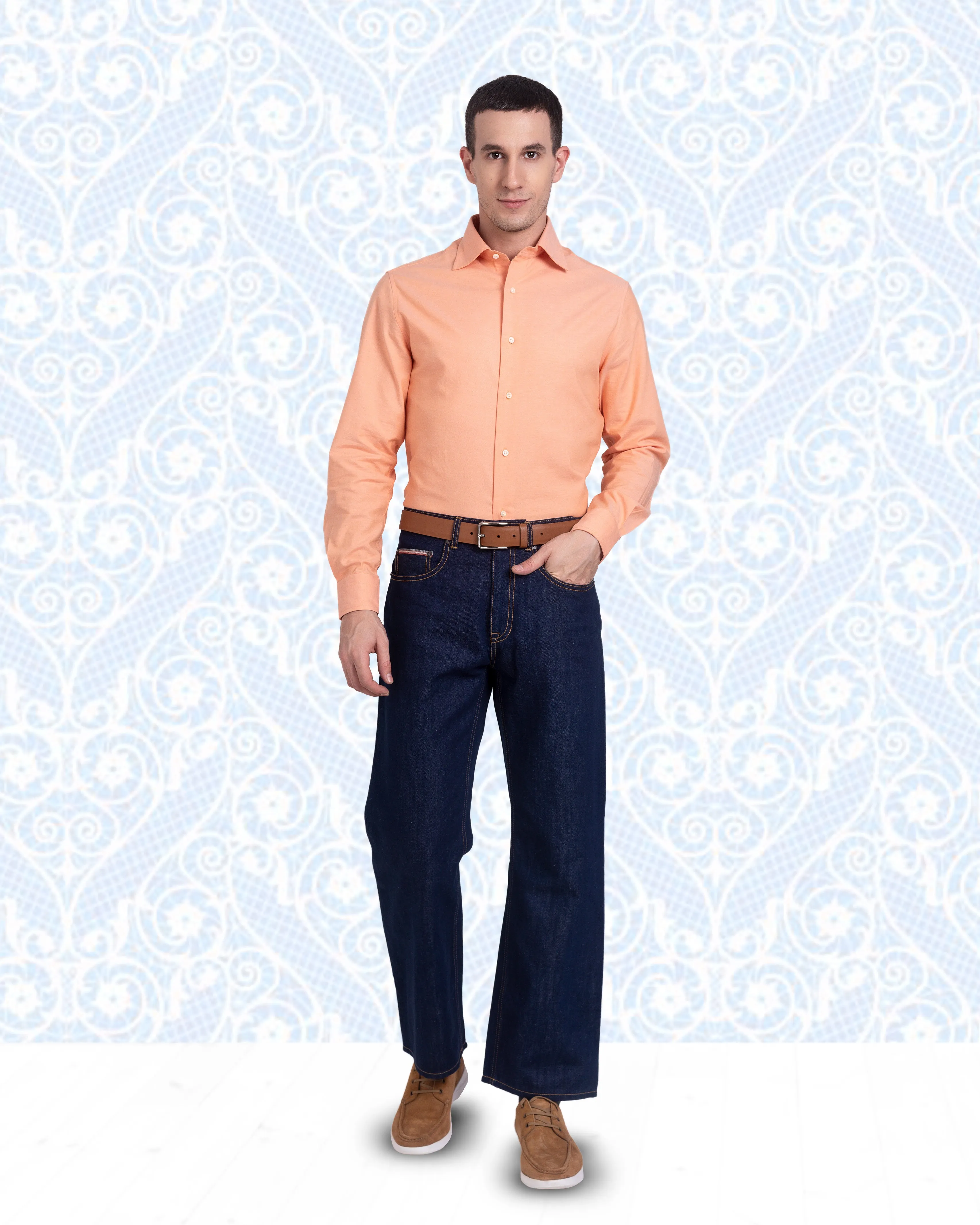 Apricot Orange Pinpoint Oxford Shirt