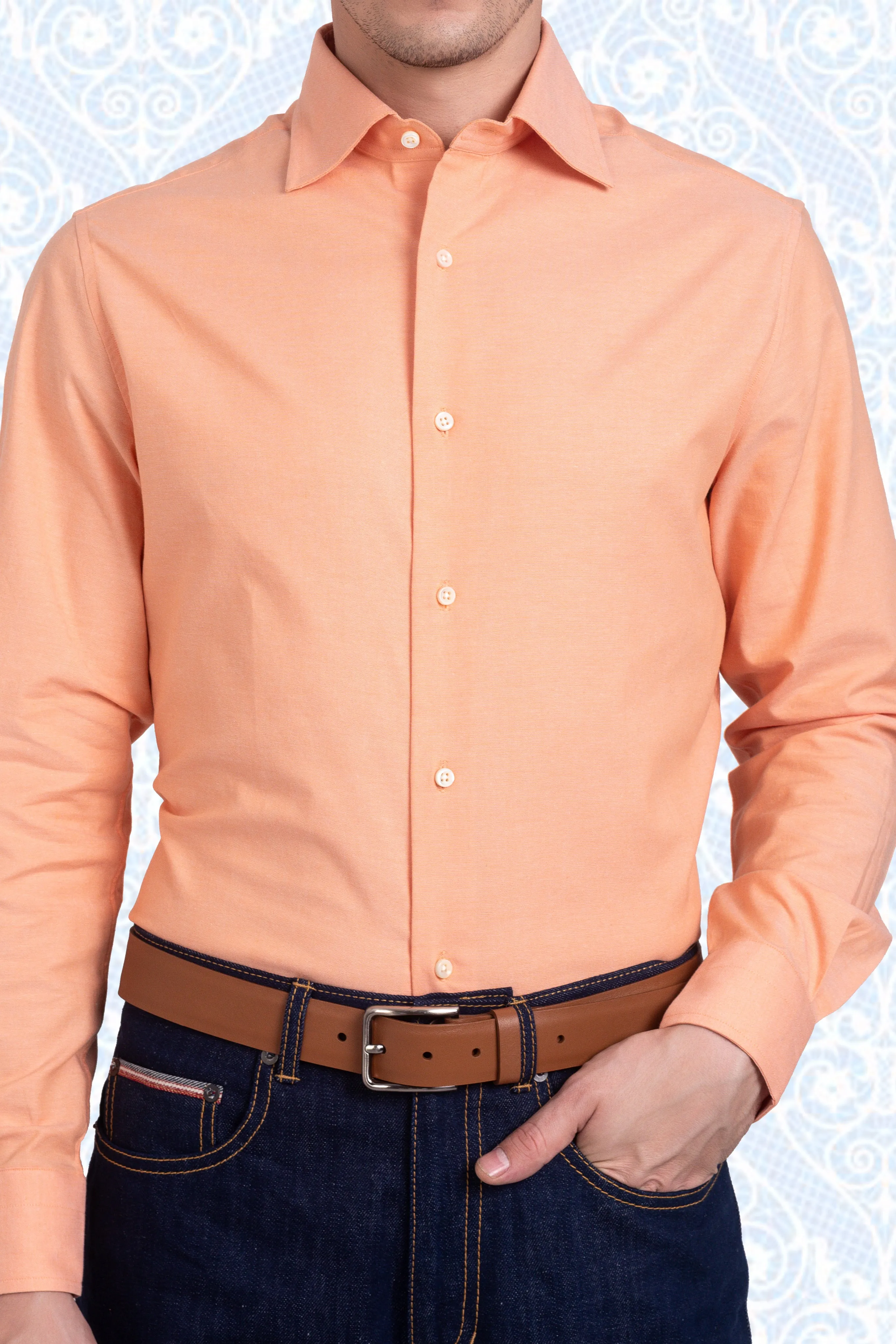 Apricot Orange Pinpoint Oxford Shirt