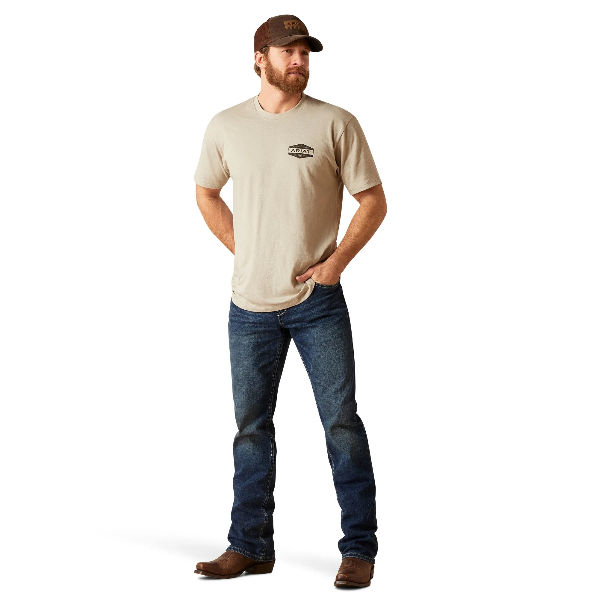 Ariat Men's Hex Graphic Khaki Heather T-Shirt 10047643