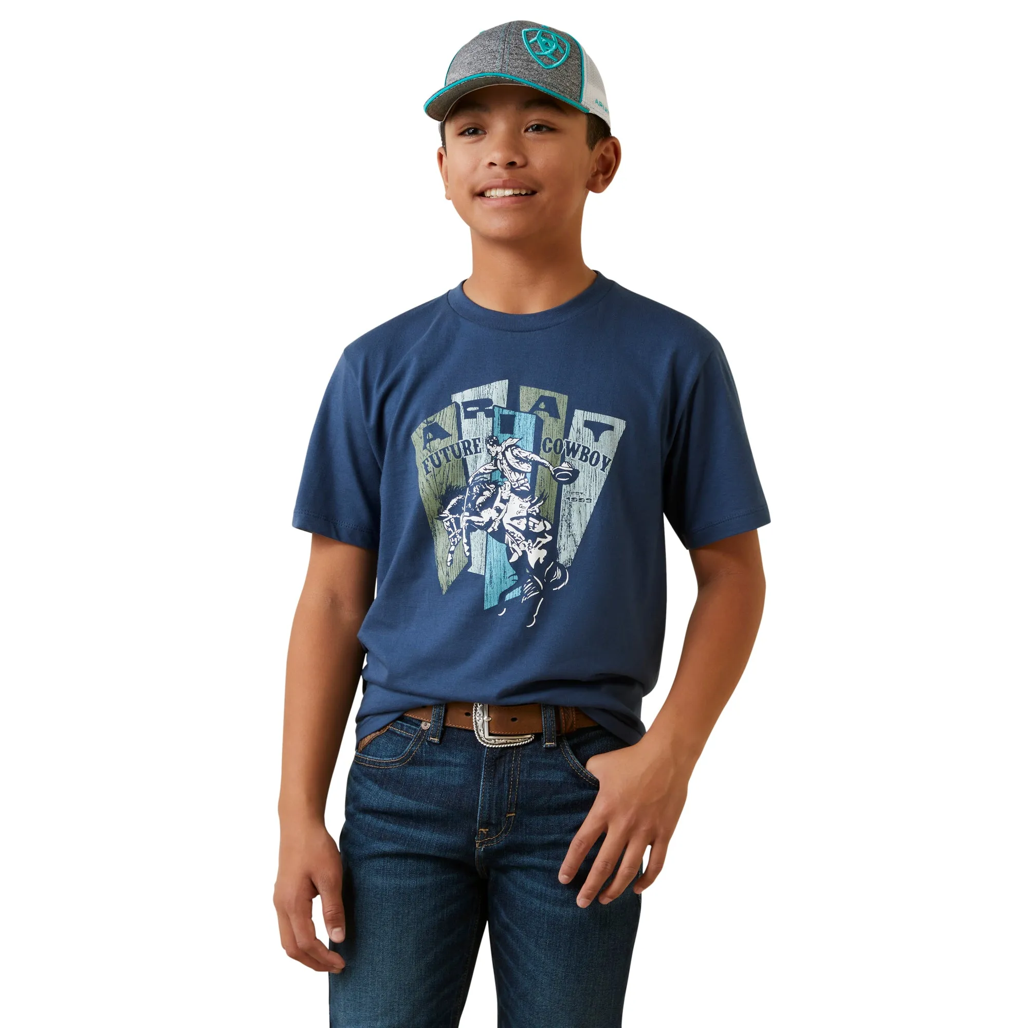 Ariat Youth Boy's Cowboy Planks Light Navy T-Shirt 10047653