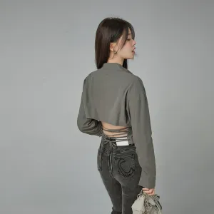 Back Corset Wrap Long Sleeve Shirt