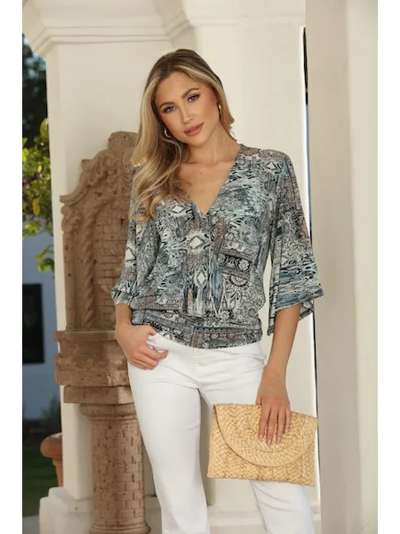 Banded Kimono Top | Fairfax Print