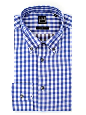 Blue Check Button-Down Sport Shirt