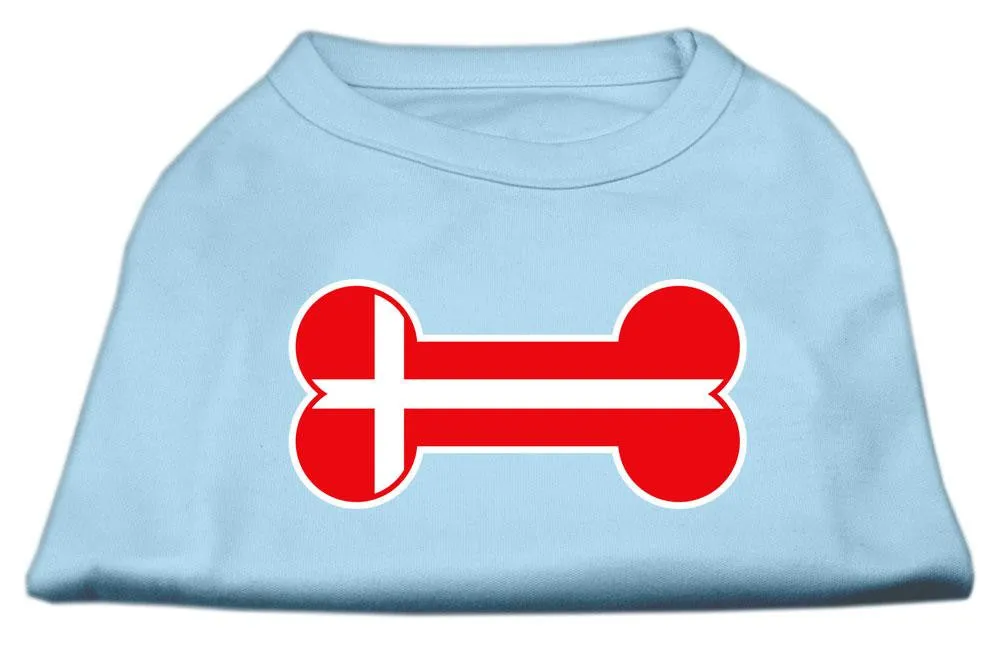 Bone Shaped Denmark Flag Screen Print Shirts Baby Blue S (10)