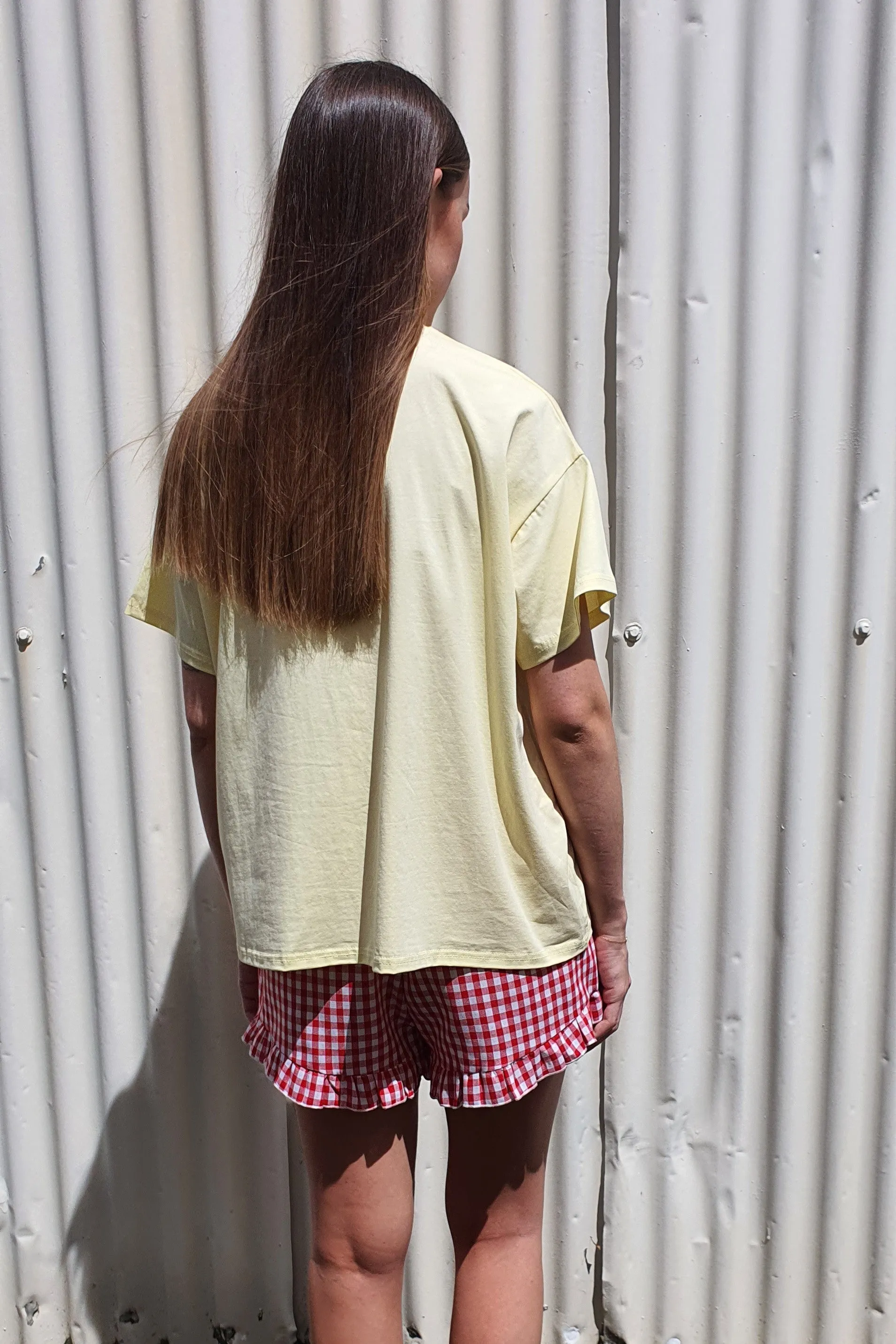 By Frankie - Summer Assortment T Shirt Set, Yellow/Red Gingham