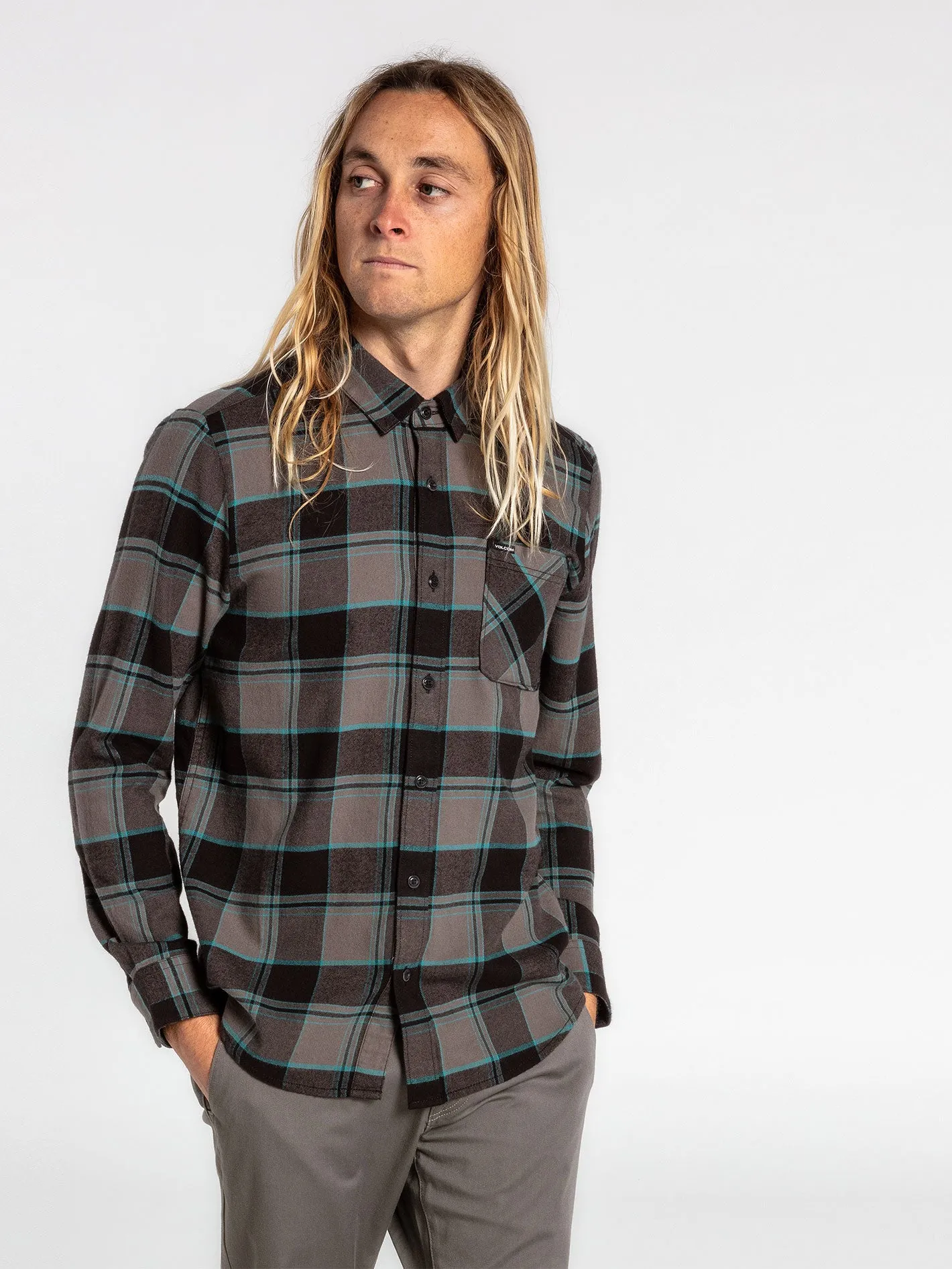 Caden Plaid Long Sleeve Flannel - Black