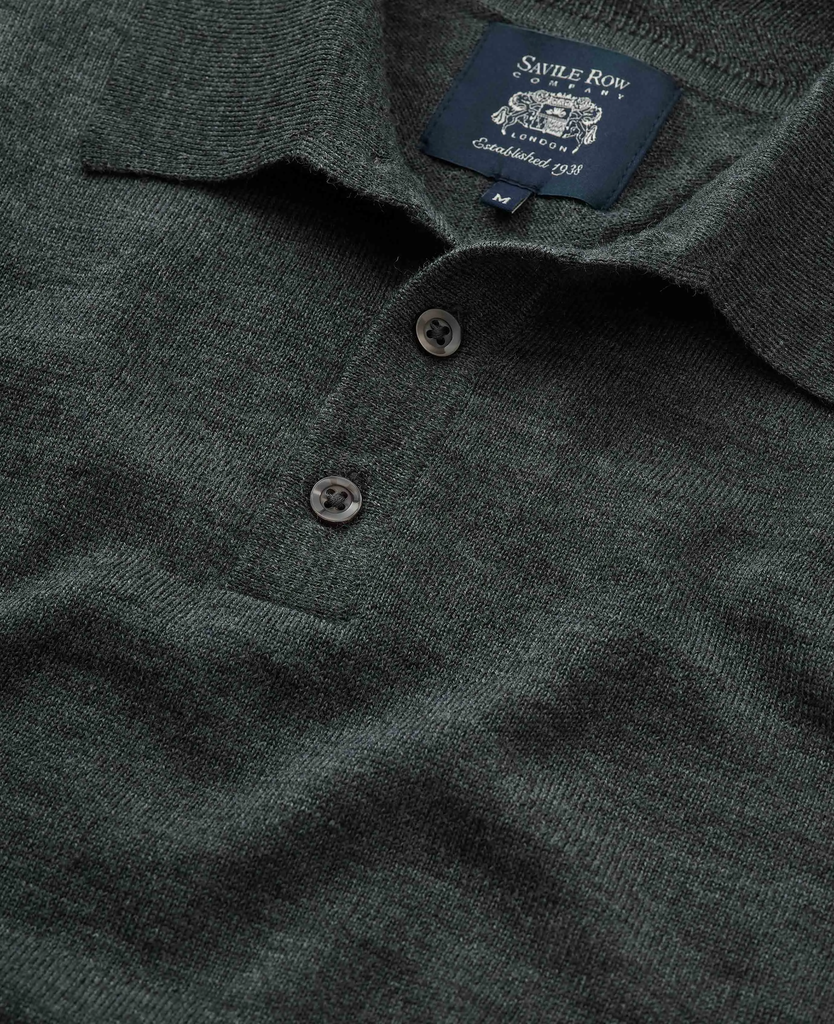 Charcoal Merino Wool Knitted Polo Shirt