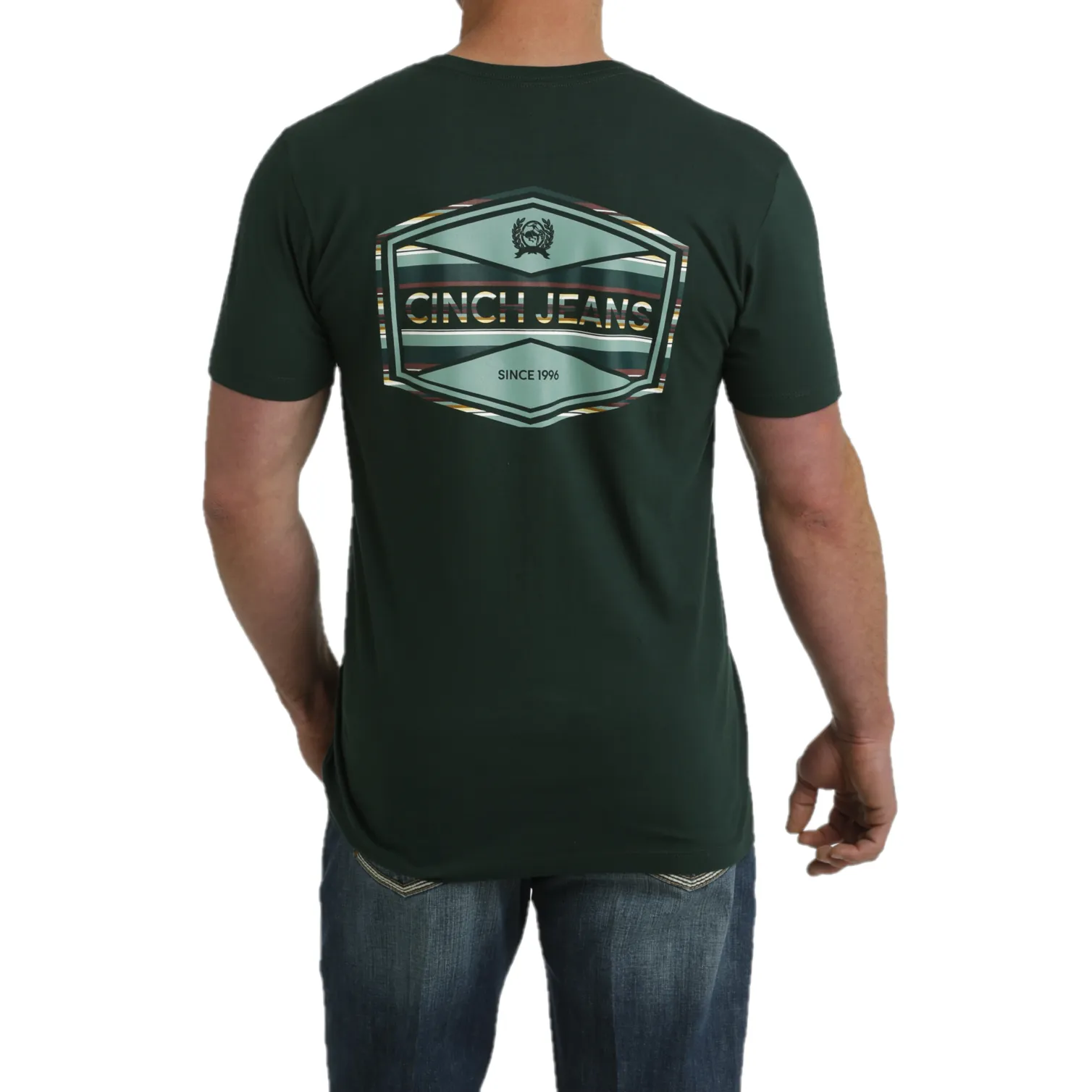 Cinch Men's Dark Green Blank Logo Graphic T-Shirt MTT1690606