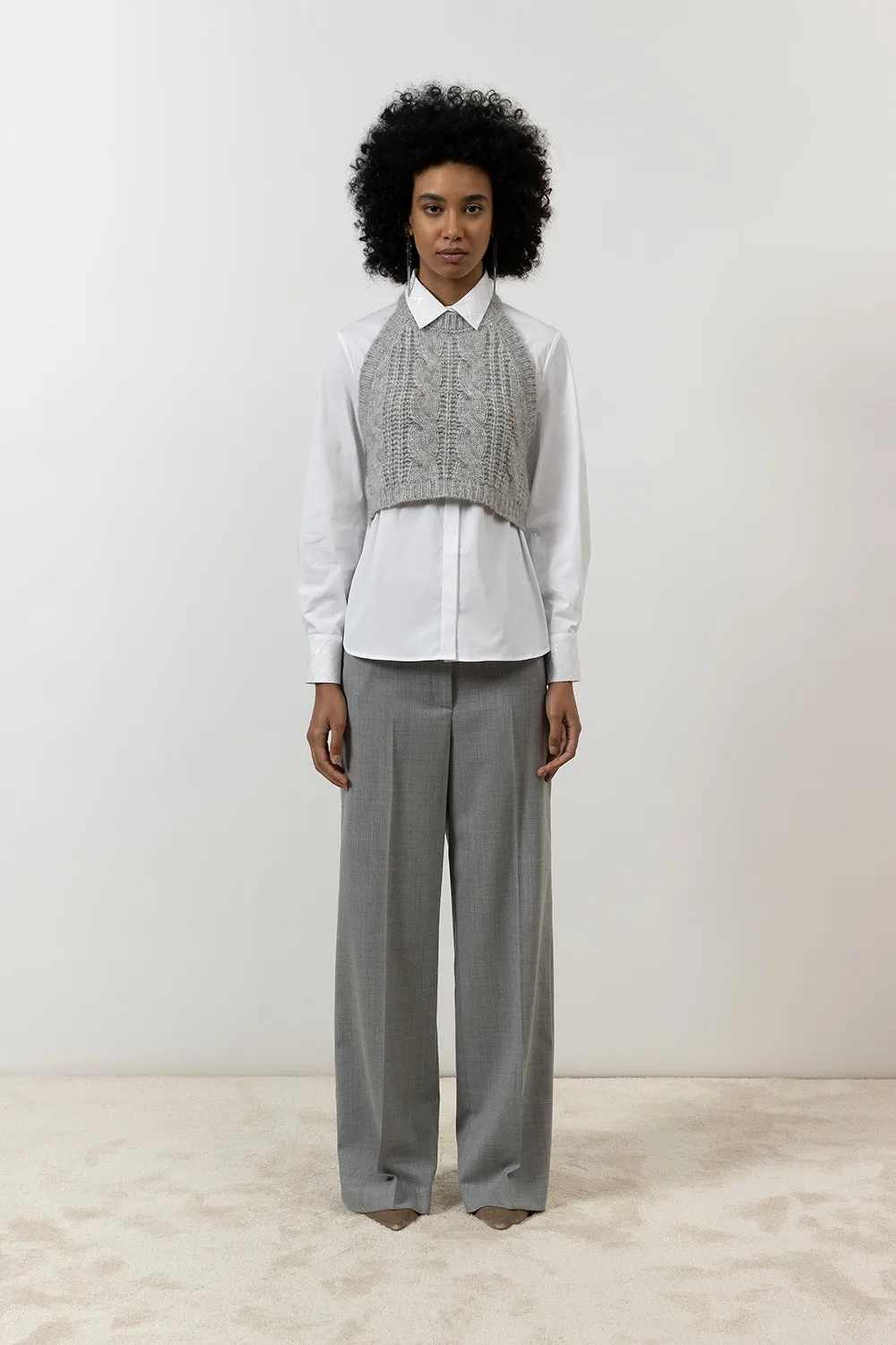 Cotton poplin shirt with sequins