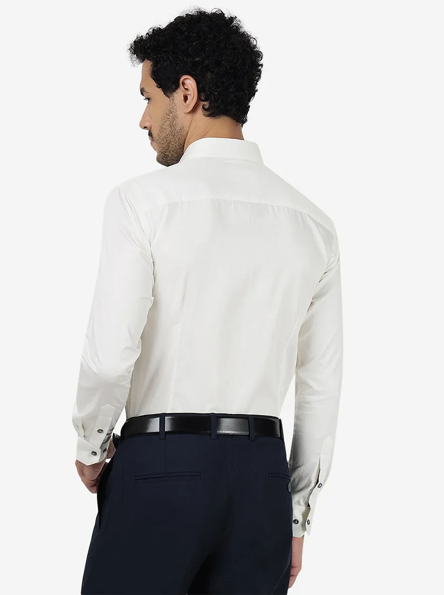 Cream Solid Slim Fit Party Wear Shirt | JB Studio