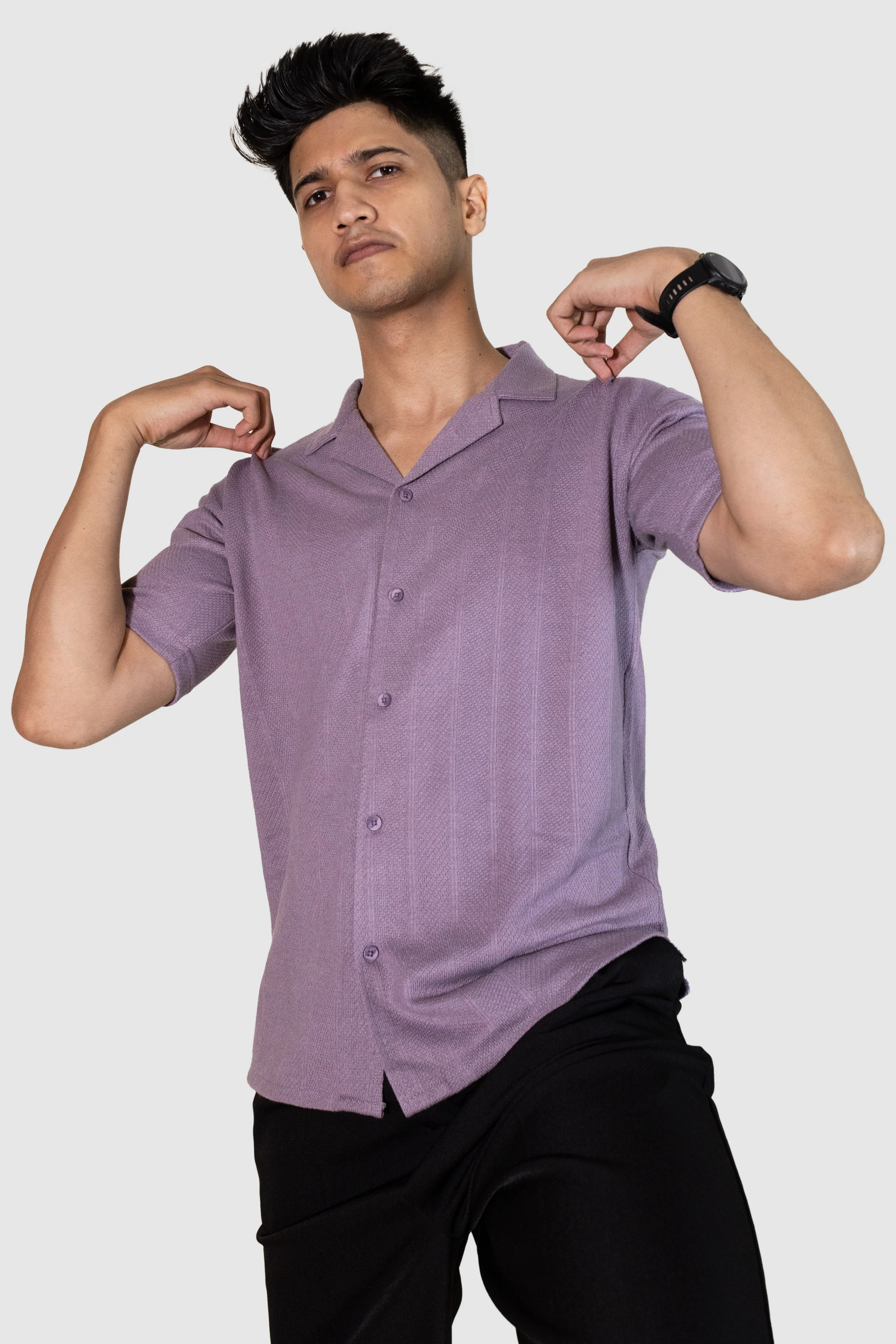 Cuban Stripe Shirt - Lavendar