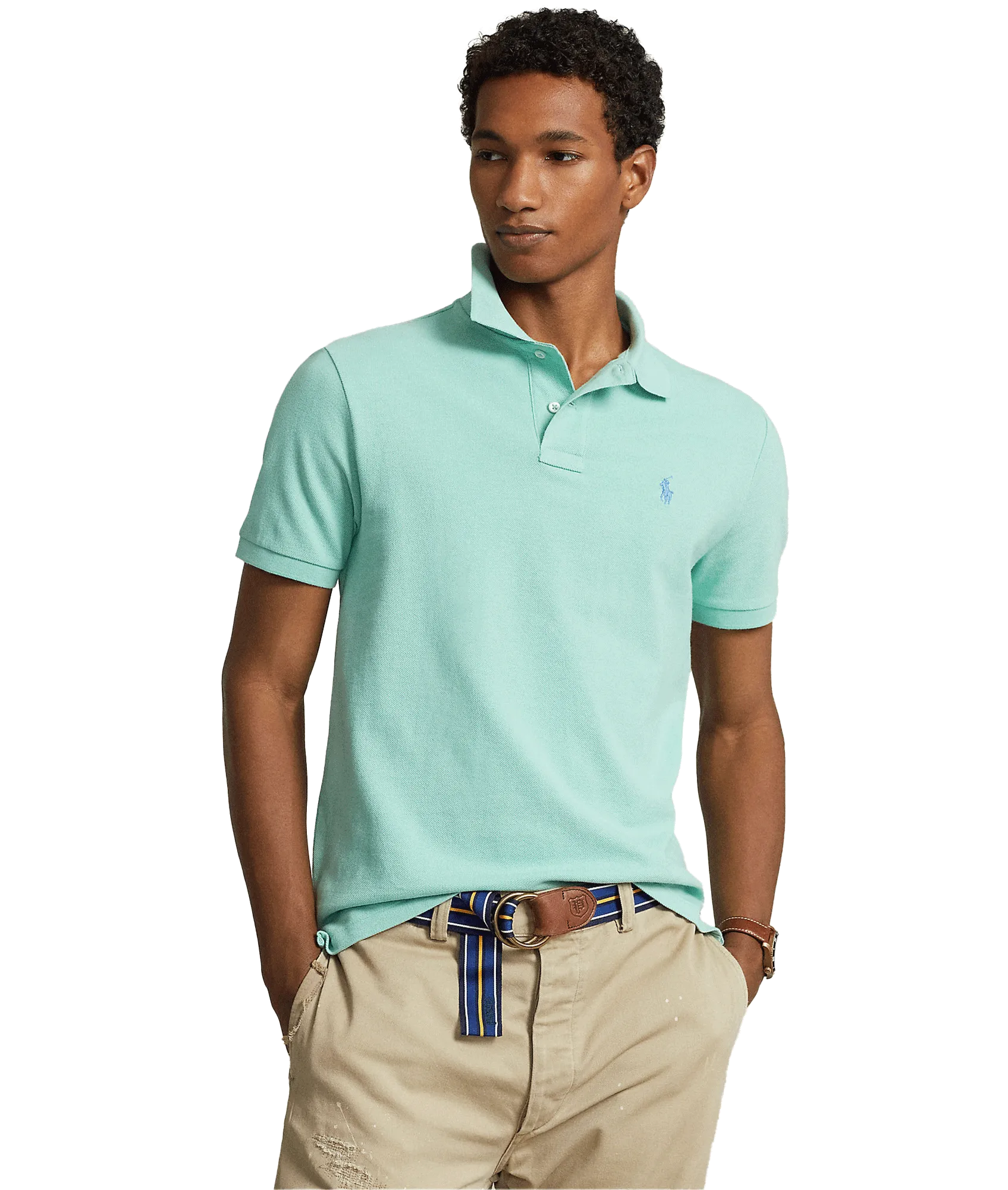 Custom Slim Fit Mesh Polo Shirt - Green