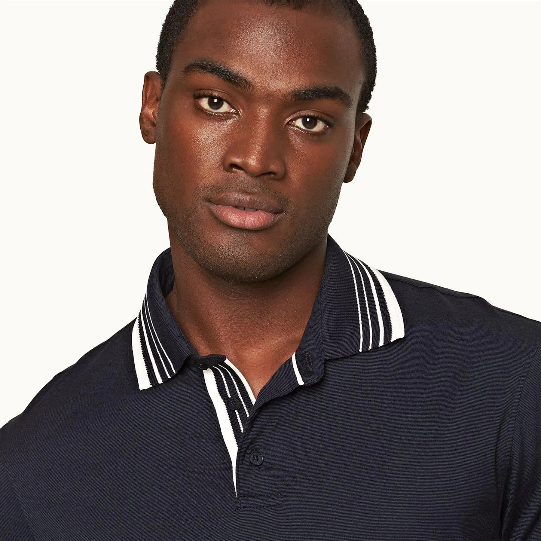 Dominic Border Stripe Polo Night Iris - SS24