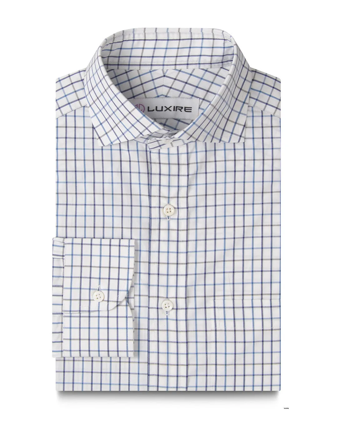 Easy-to-Iron Blue Navy White Grey Checks