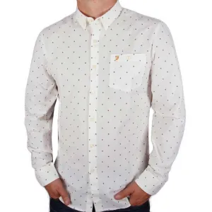 Farah Albyn Slim Fit Long Sleeve Shirt - Off White / Wine