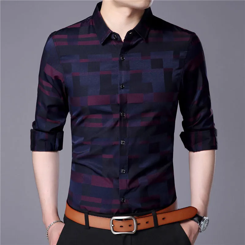 Fashionable Business Style Men Slim Fit Shirt