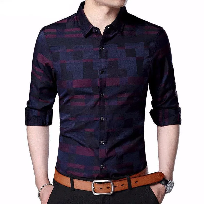 Fashionable Business Style Men Slim Fit Shirt