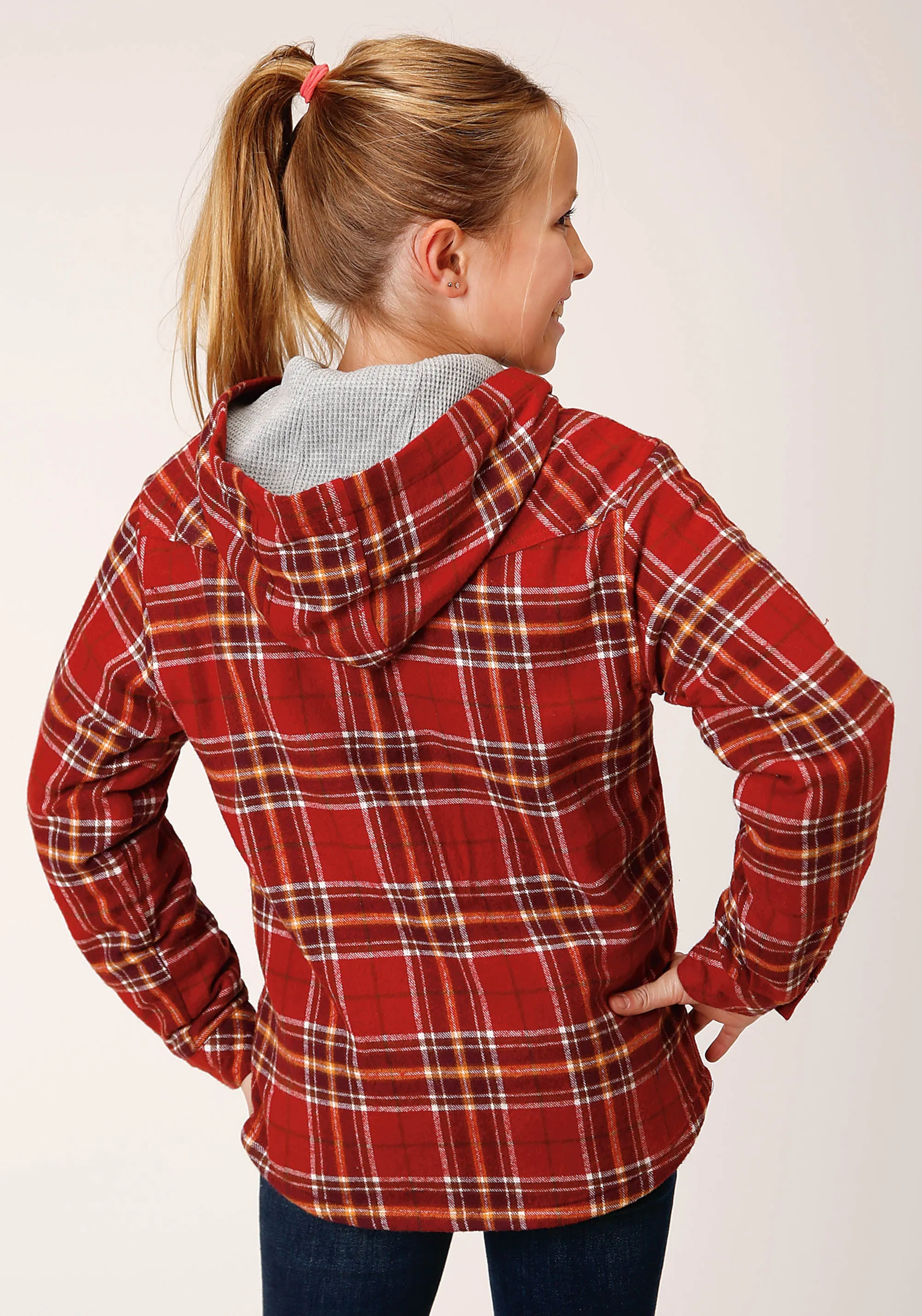 GIRLS LONG SLEEVE SNAP THERMAL LINED FLANNEL SHIRT JACKET