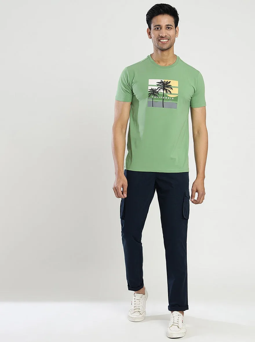 Green Printed Slim Fit T-Shirt | JadeBlue