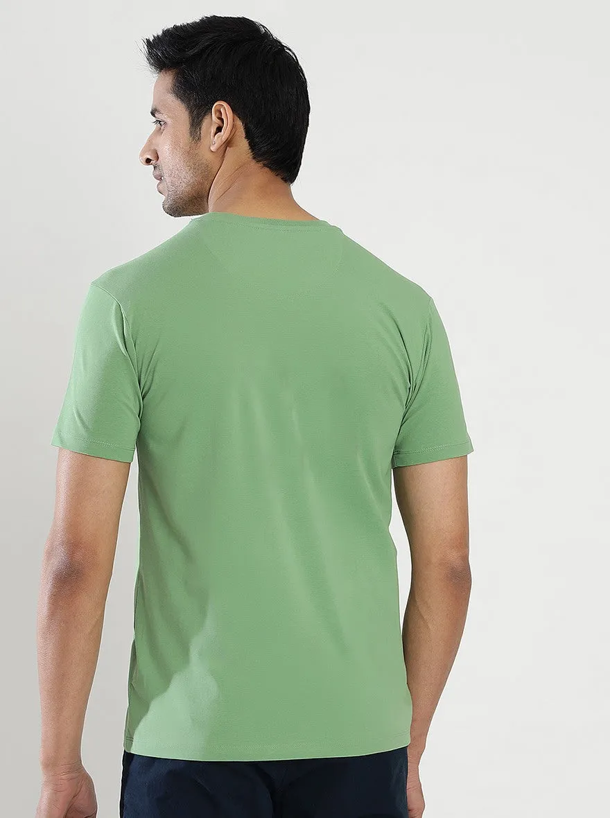 Green Printed Slim Fit T-Shirt | JadeBlue