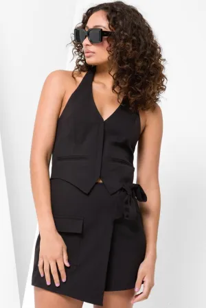 Halter Neck Vest Black