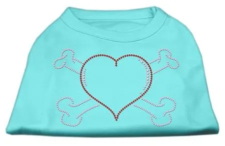 Heart and Crossbones Rhinestone Shirts Aqua XS (8)