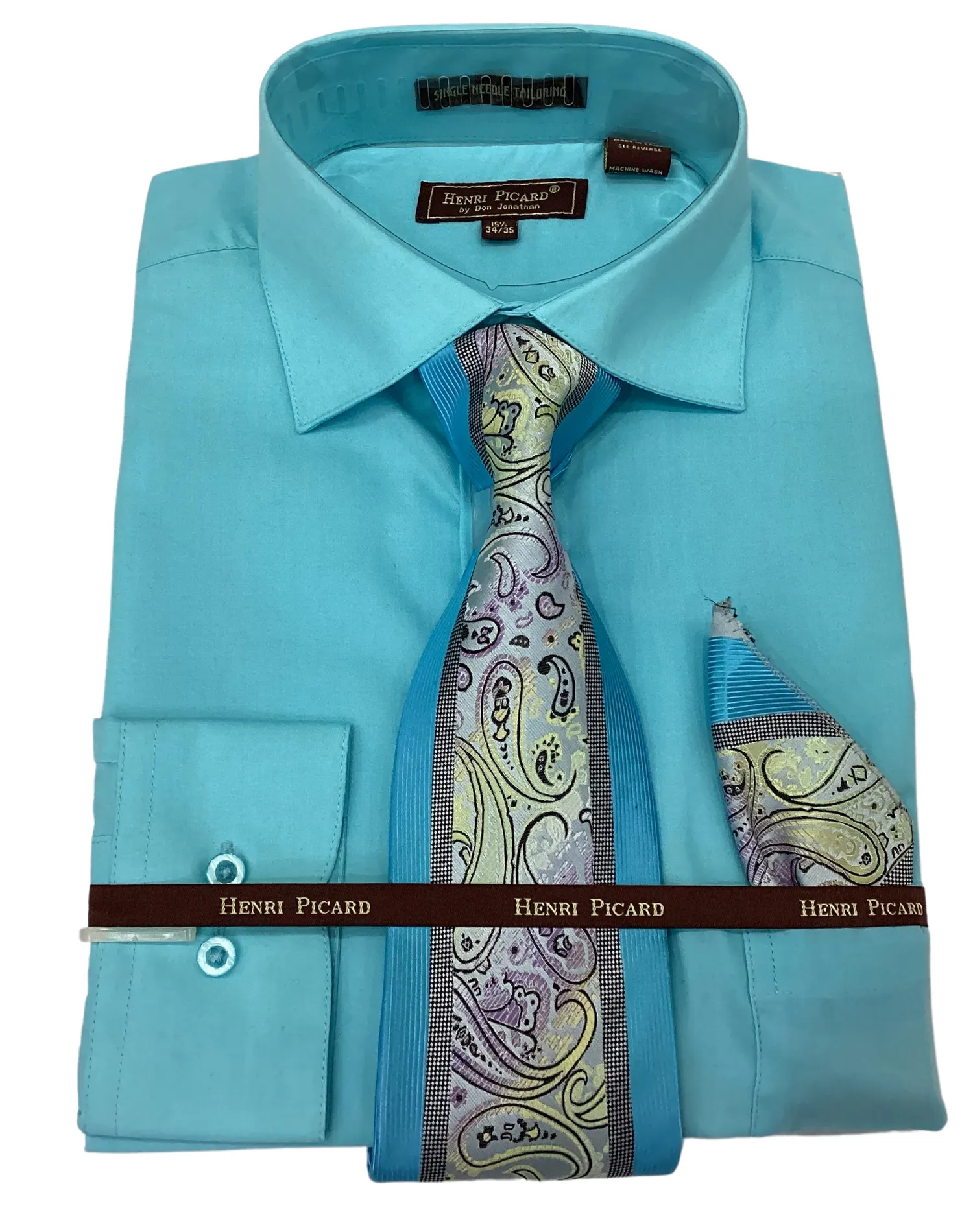 Henri Picard Regular Fit Combo Shirt - Turquoise