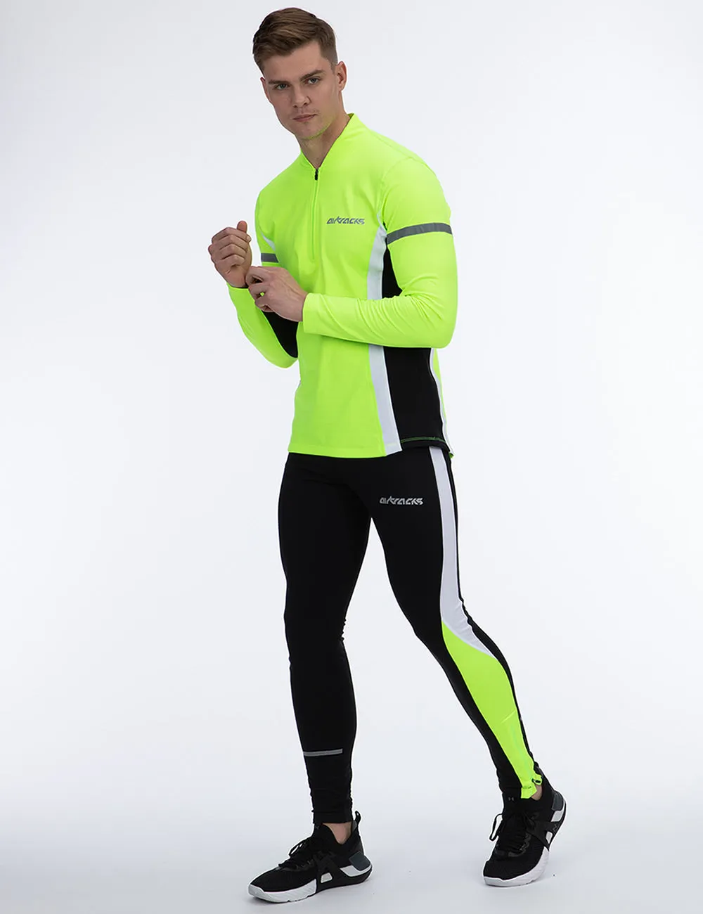 Herren Thermo Funktions Laufshirt Langarm Neon Setprodukt