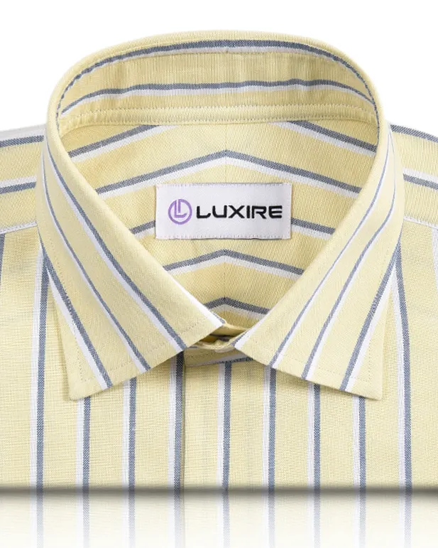 Indigo White Stripes On Pale Yellow Oxford Shirt