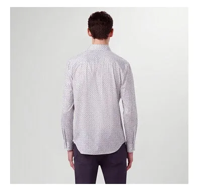 James Coin Dots OoohCotton Shirt in Chalk by Bugatchi