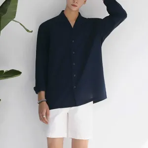 [Korean Style] 2 Colors Turn-down Collar Shirts