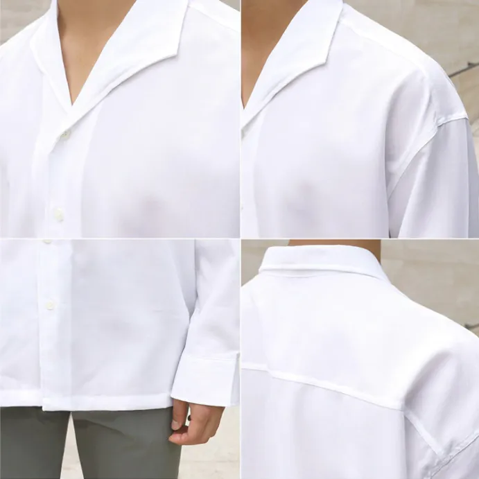 [Korean Style] 2 Colors Turn-down Collar Shirts