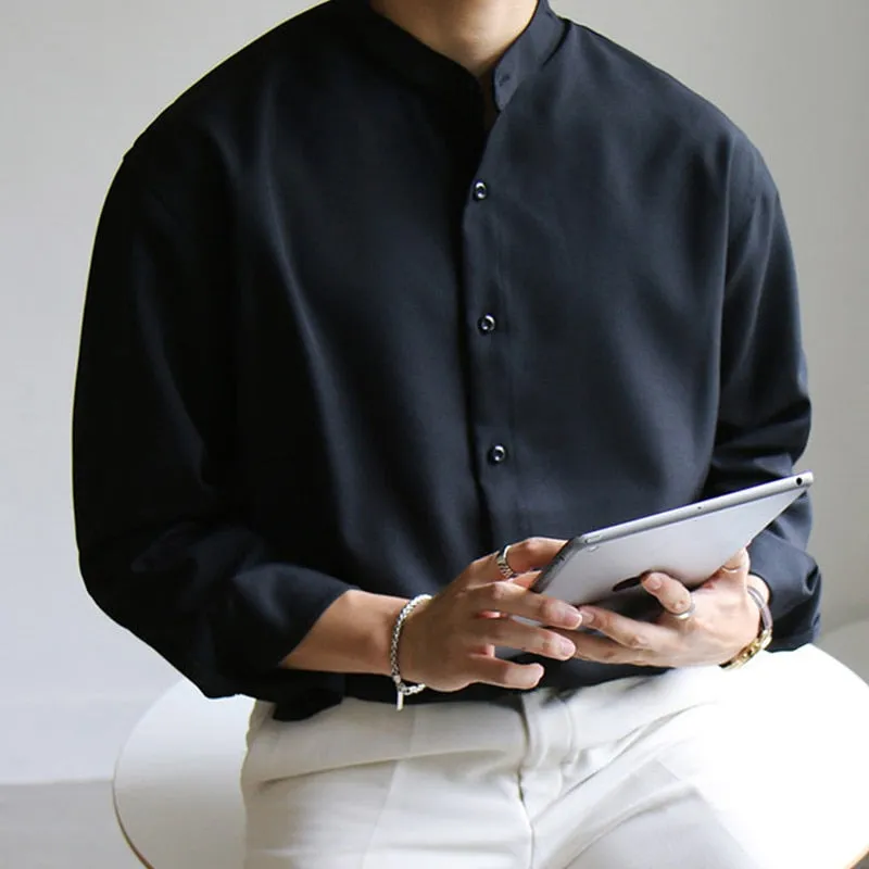 [Korean Style] 3 Colors Band Collar Shirts