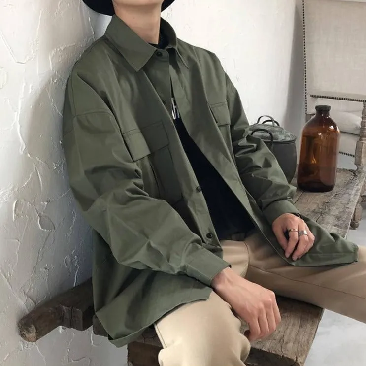 [Korean Style] 3 Colors Camisa Double Pocket Shirts