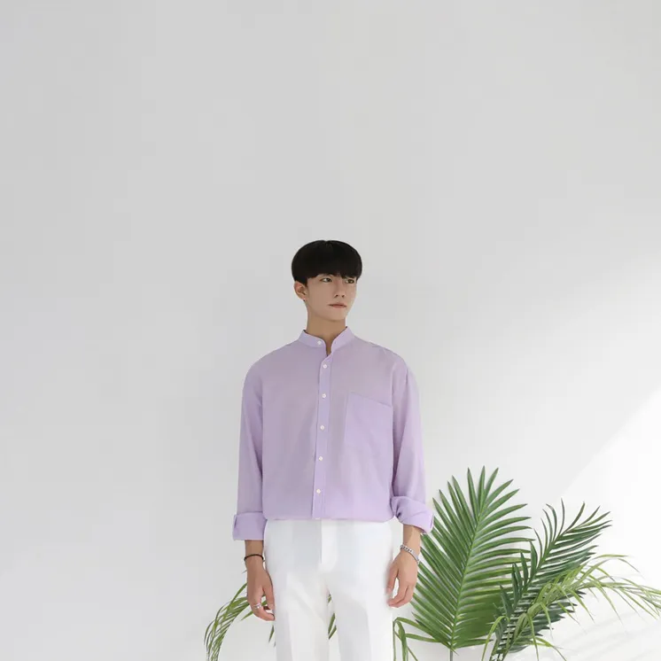 [Korean Style] 3 Colors Mandarin Collar Shirts