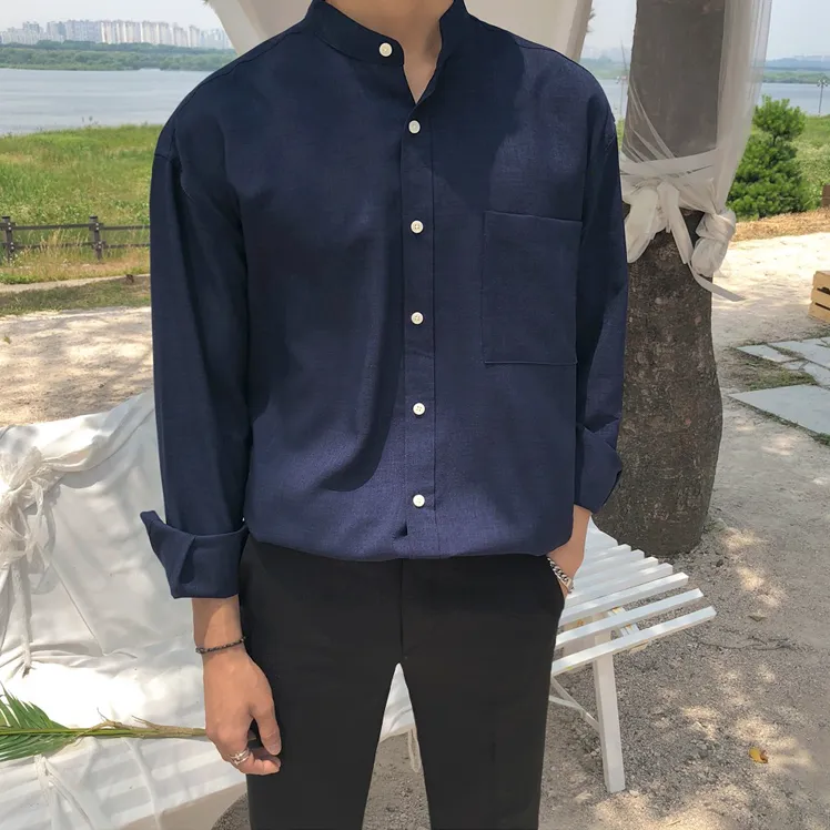 [Korean Style] 3 Colors Mandarin Collar Shirts