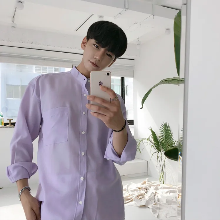 [Korean Style] 3 Colors Mandarin Collar Shirts