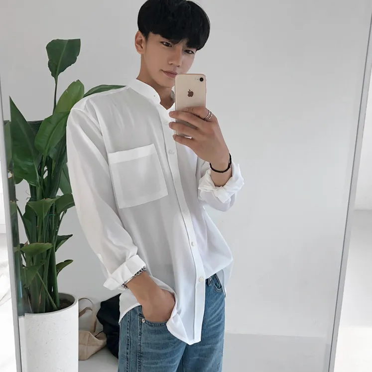 [Korean Style] 3 Colors Mandarin Collar Shirts