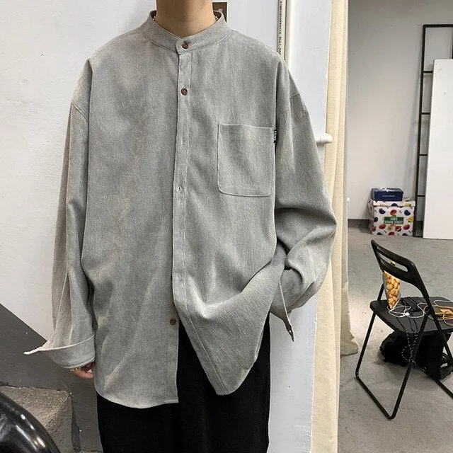 [Korean Style] Corduroy Long Sleeve Shirts