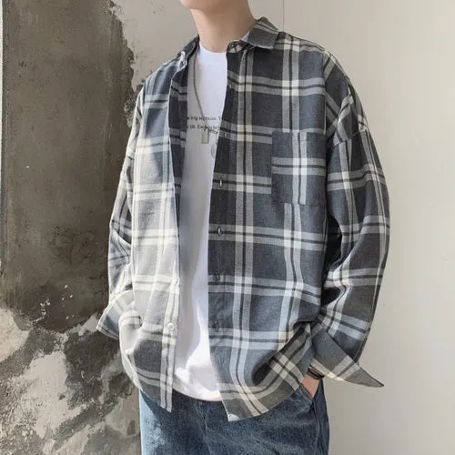 [Korean Style] Danny Oversized Plaid Shirts