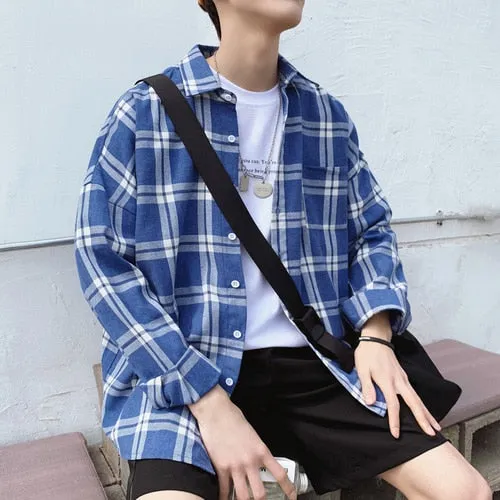 [Korean Style] Danny Oversized Plaid Shirts