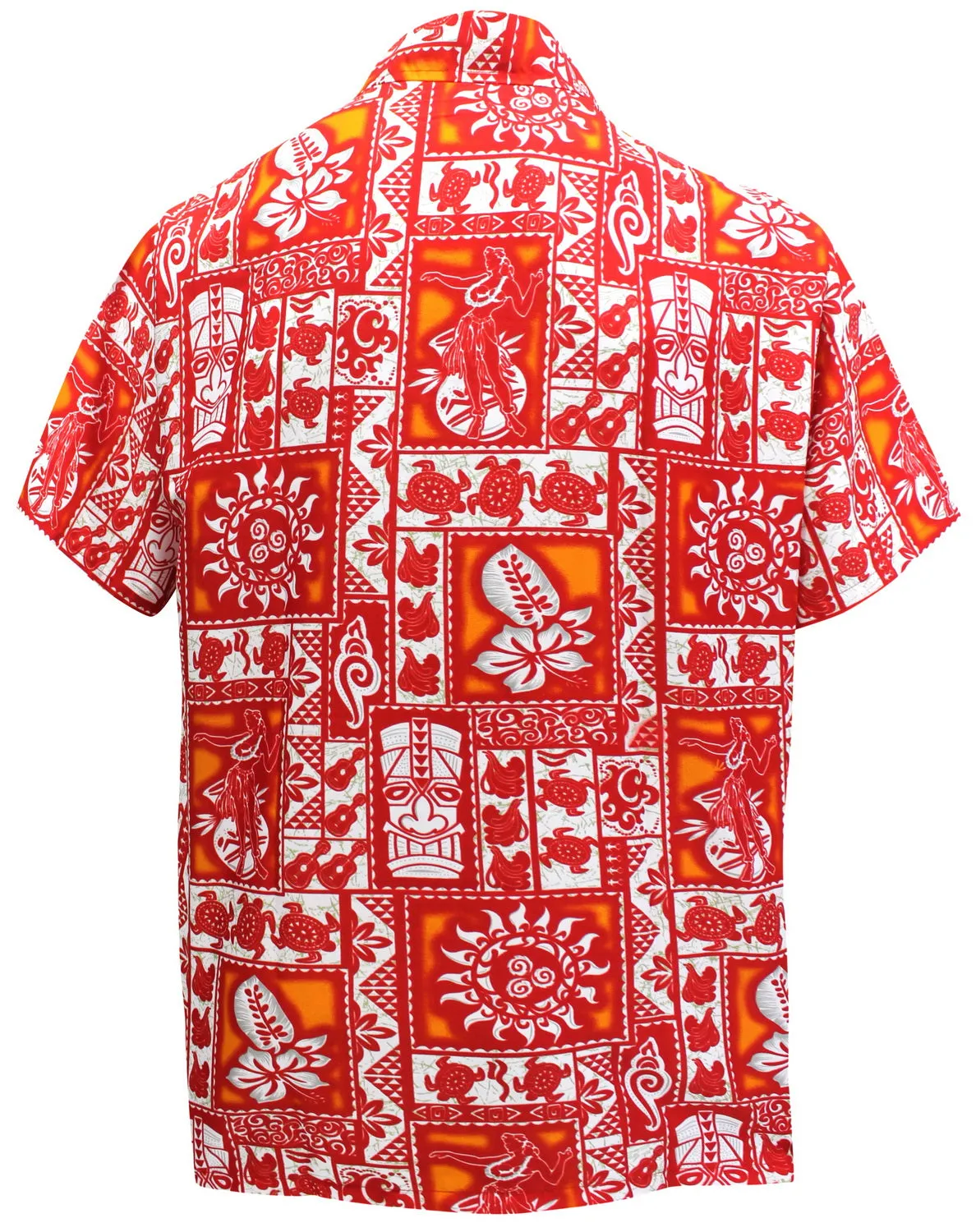 LA LEELA Shirt Casual Button Down Short Sleeve Beach Shirt Men Aloha Pocket Shirt Blood Red_W326