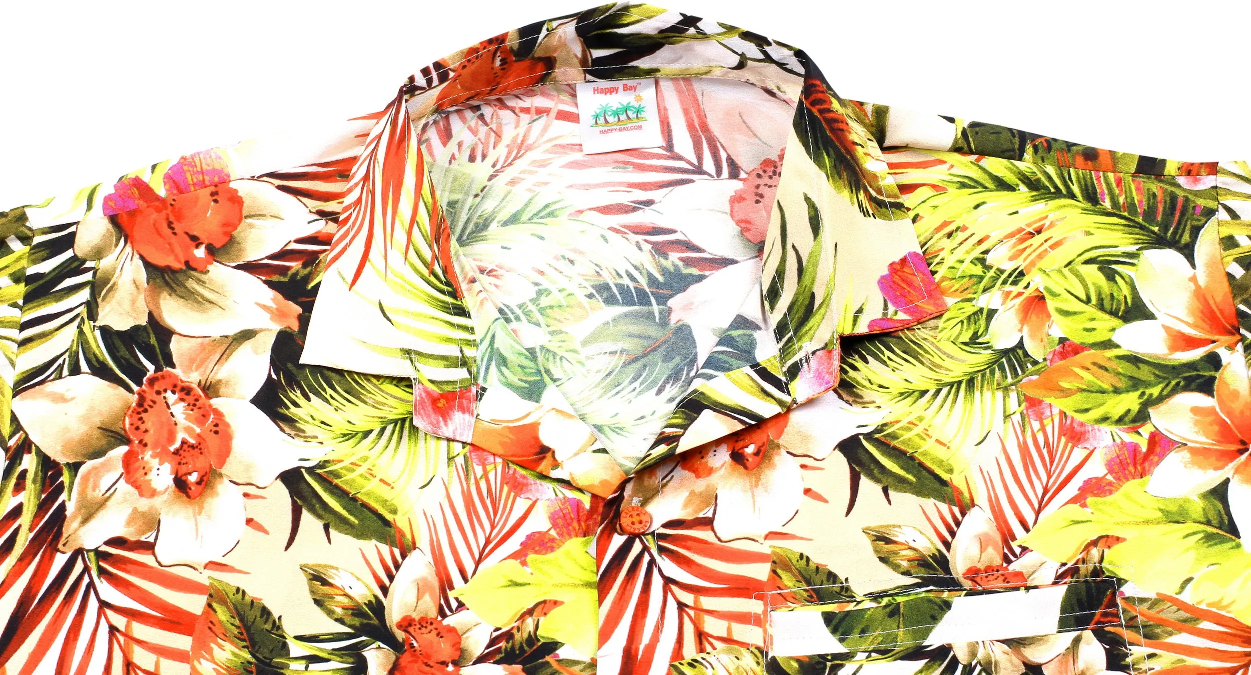 LA LEELA Shirt Casual Button Down Short Sleeve Beach Shirt Men Aloha Pocket shirt Cream_AA233