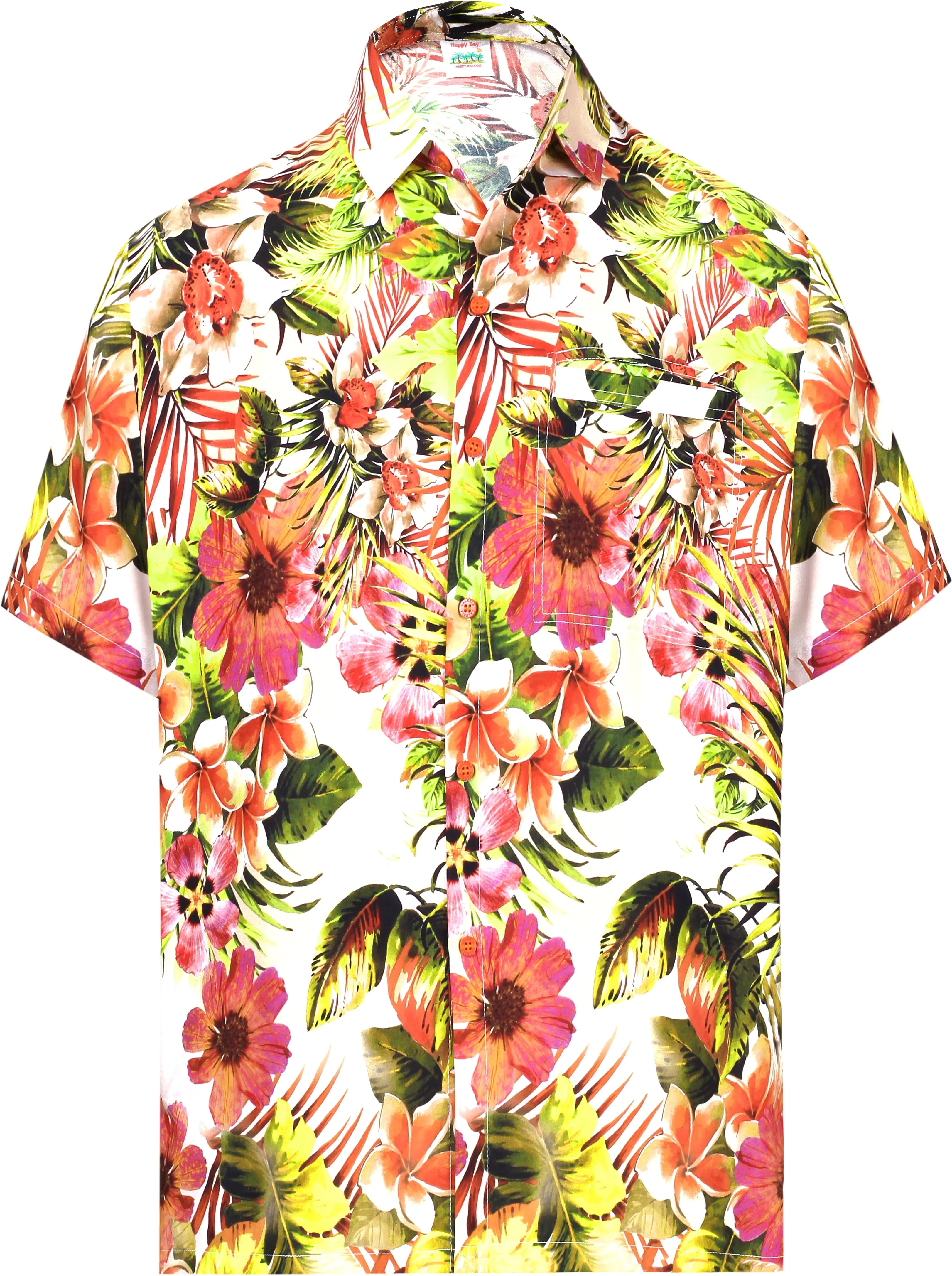 LA LEELA Shirt Casual Button Down Short Sleeve Beach Shirt Men Aloha Pocket shirt Cream_AA233