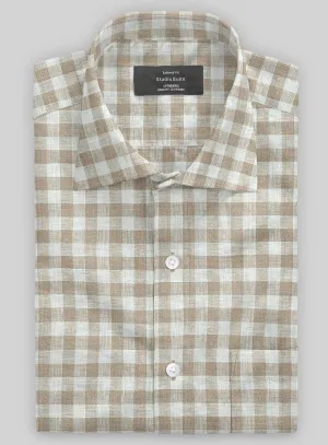 Light Brown Checks Linen Shirt