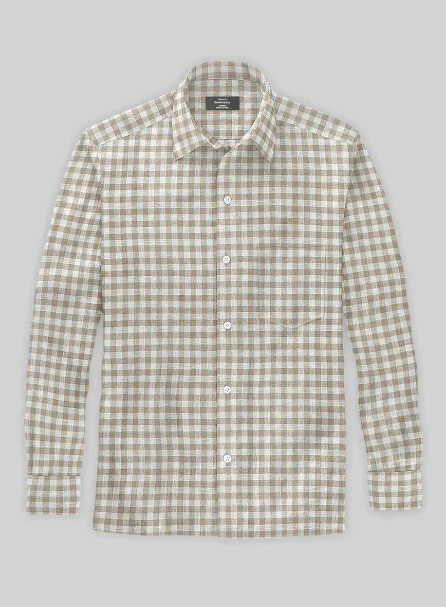 Light Brown Checks Linen Shirt