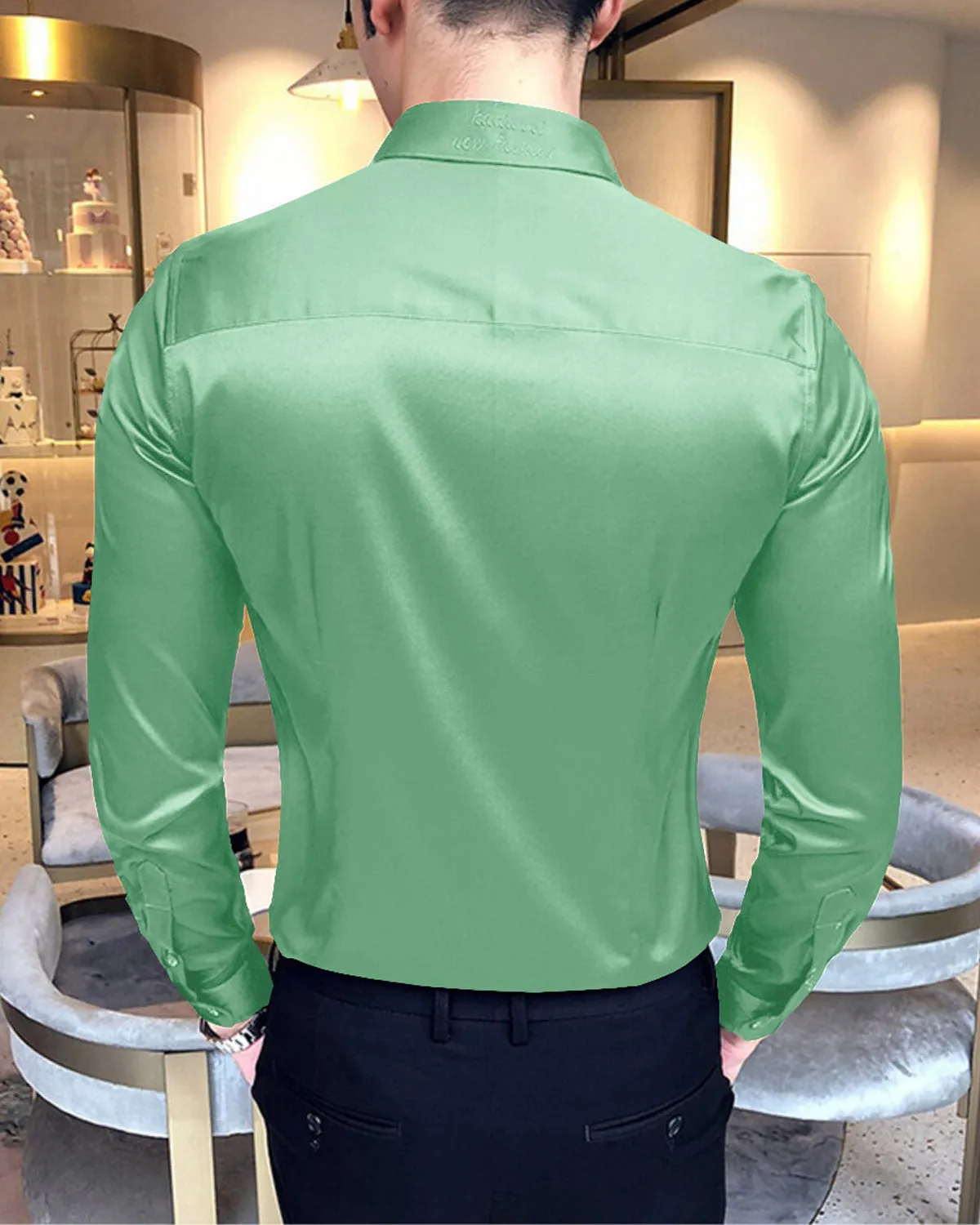 Light Green Men's Party Wear Shirt